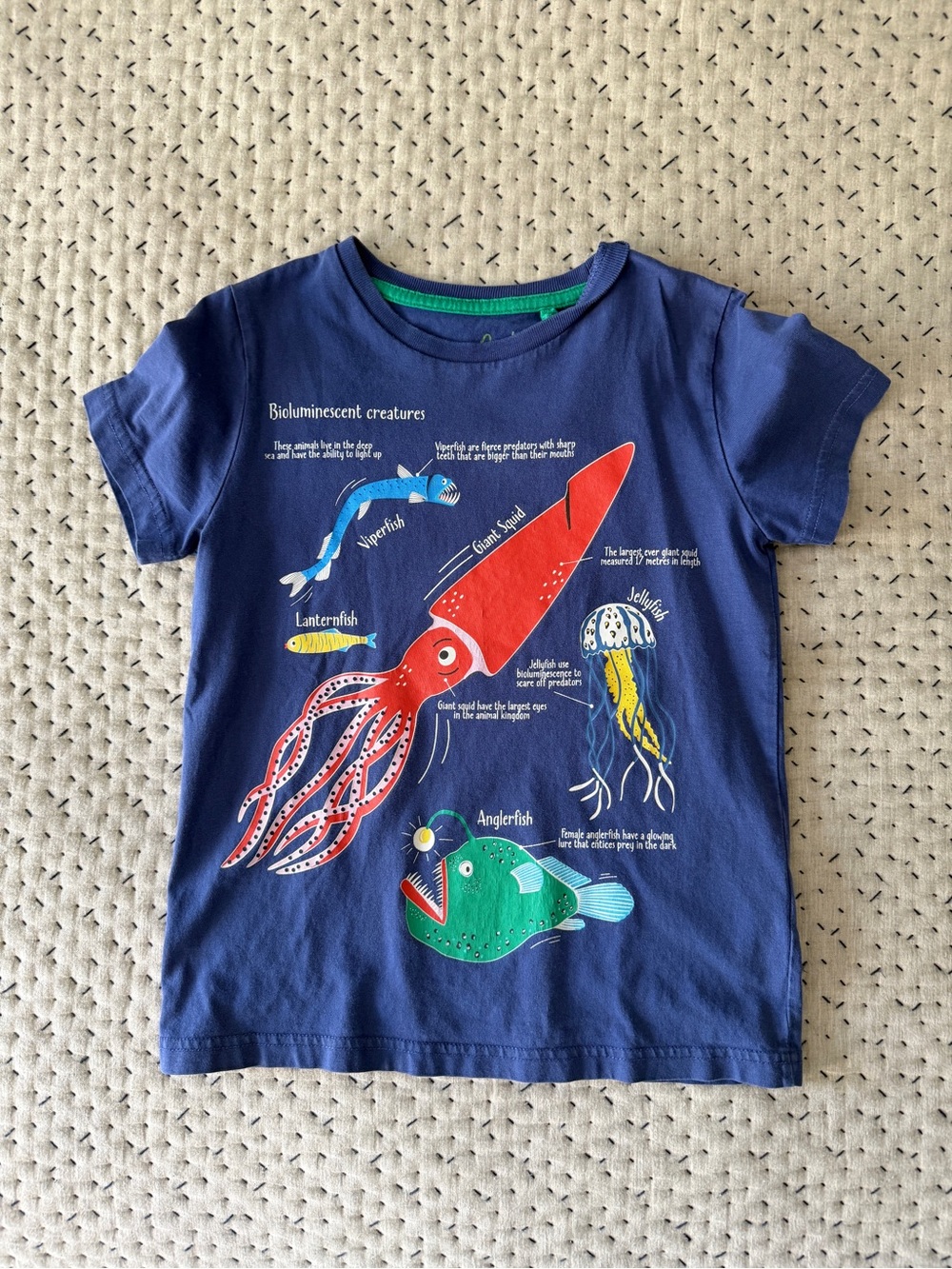Mini Boden Navy Short-Sleeve Tee with Colorful Marine Life Print